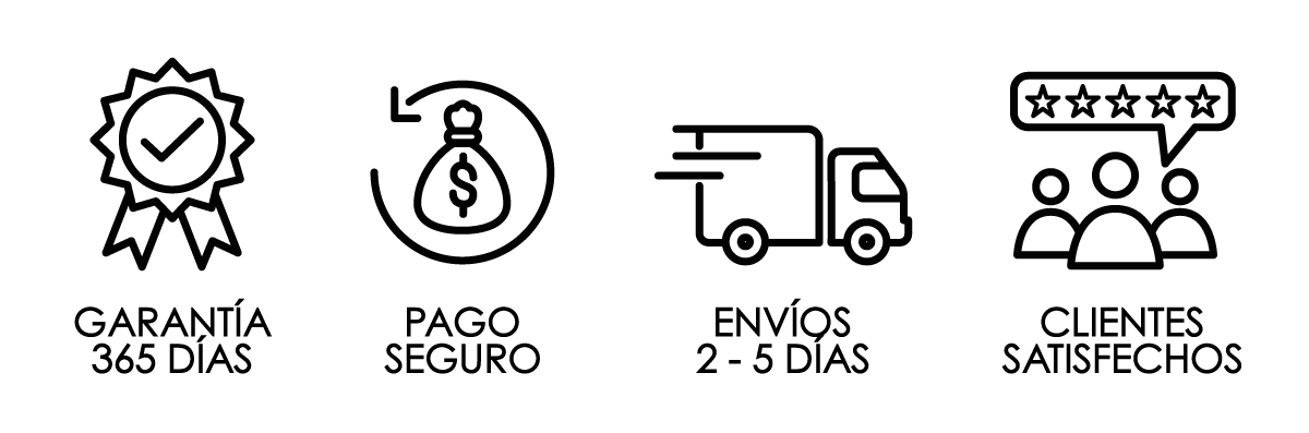Beneficios Acetato: garantía 365 días, devolución de dinero, envíos 2–5 días, clientes satisfechos